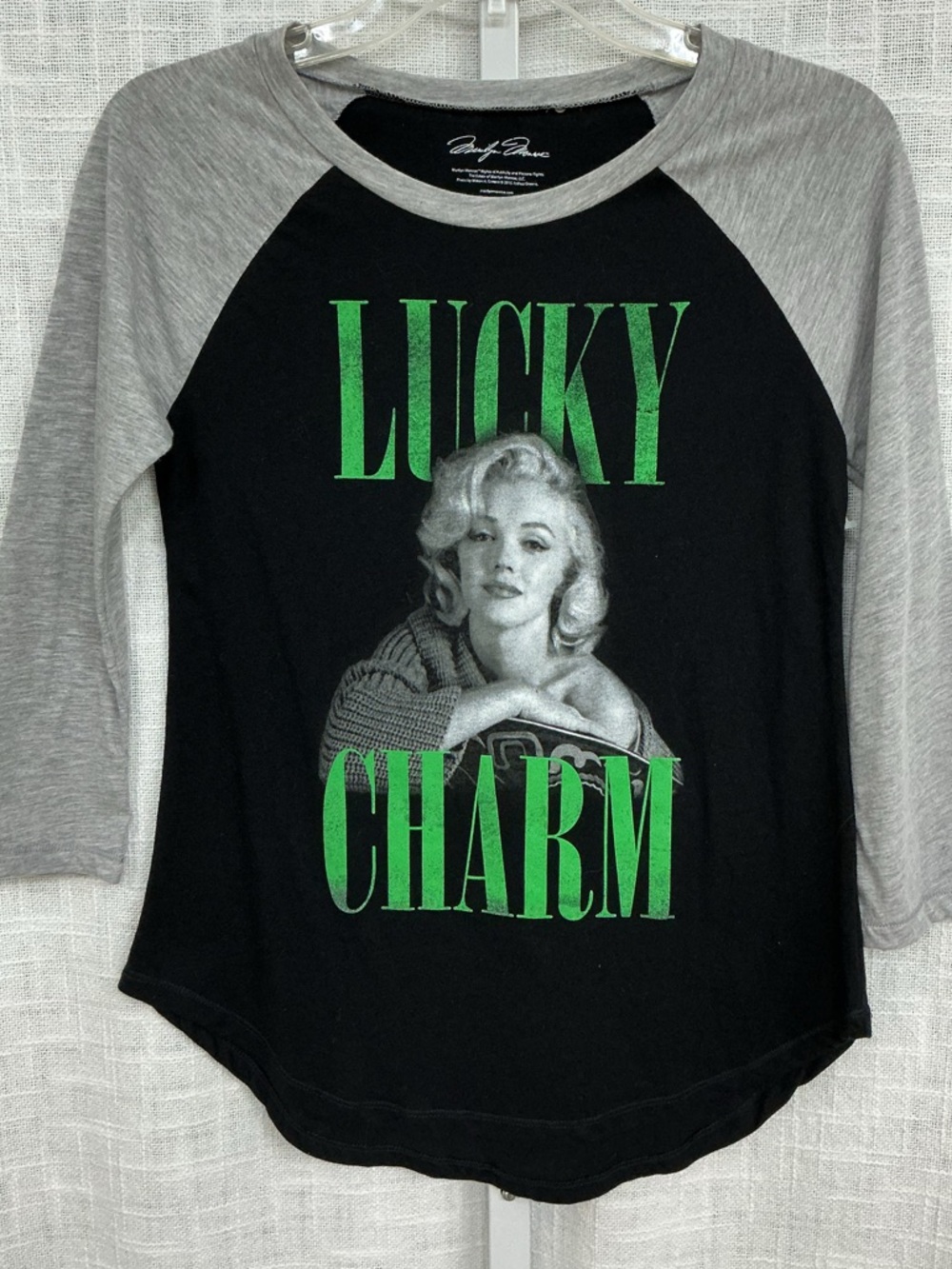 Marilyn Monroe Black Tee with Heather Gray Trim